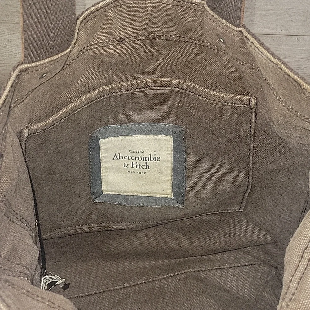 Abercrombie & Fitch Brown Canvas Leather Tote Bag for Men